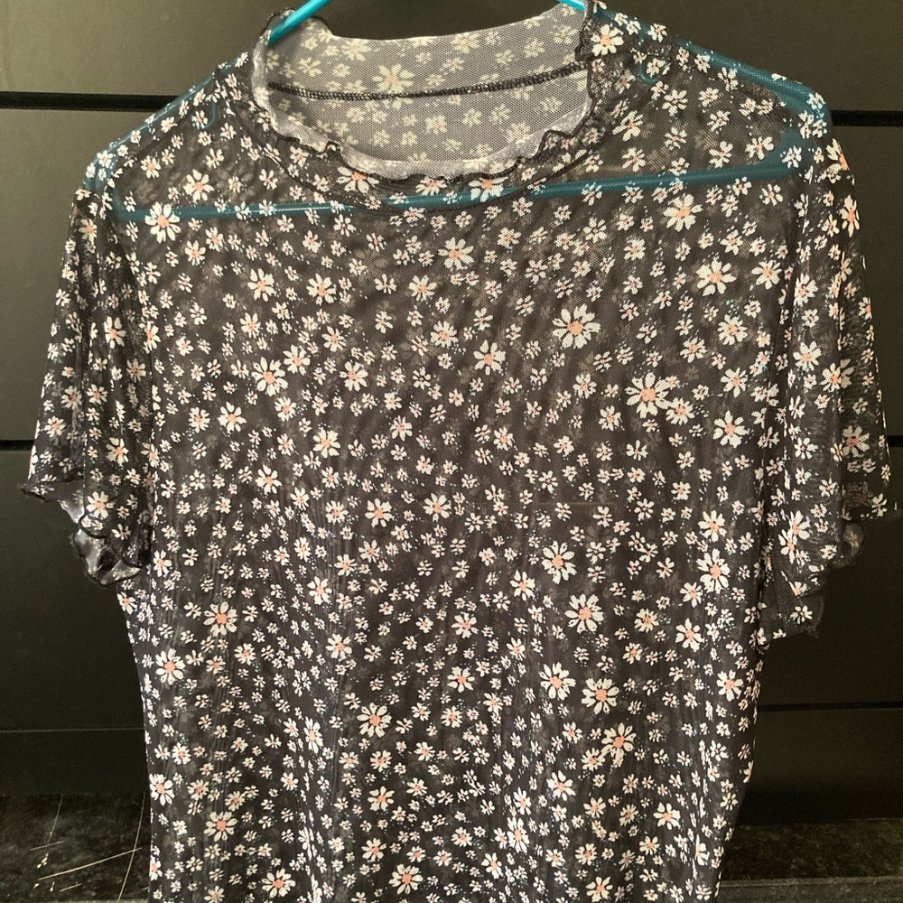 Black, orange and white sheer mid length summer dress